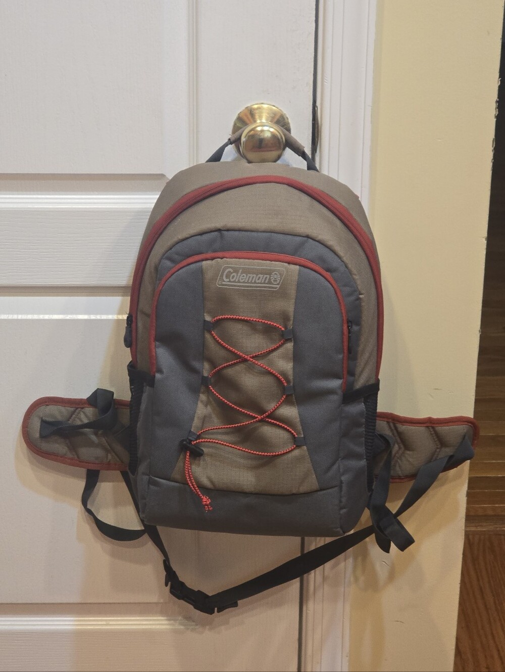 Coleman Insulated Backpack Hiking  Camping Gray Brown Red Lightweight Hip Belt